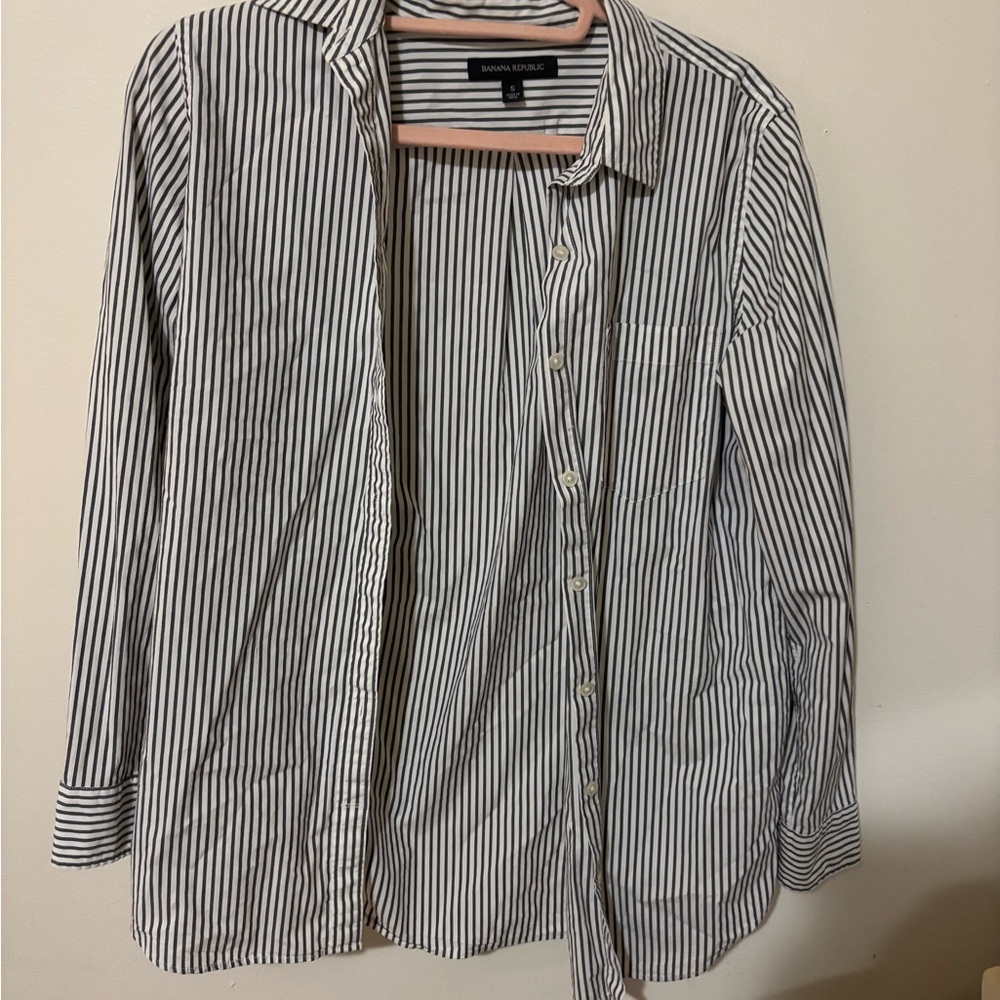 Banana Republic Black and White Striped Shirt
